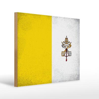 Holzschild Flagge Vatikanstadt 40x30cm Vatican Vintage Deko Schild