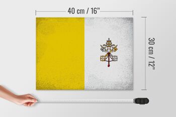 Panneau en bois drapeau Cité du Vatican 40x30cm panneau décoratif vintage Vatican 4