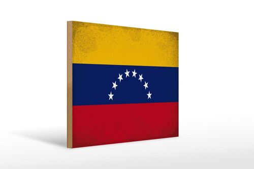 Holzschild Flagge Venezuela 40x30cm Flag Venezuela Vintage Schild