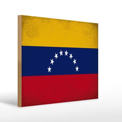 Letrero de madera bandera Venezuela 40x30cm Bandera Venezuela letrero vintage