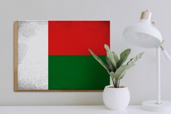 Panneau en bois drapeau Madagascar 40x30cm panneau décoratif vintage Madagascar 3
