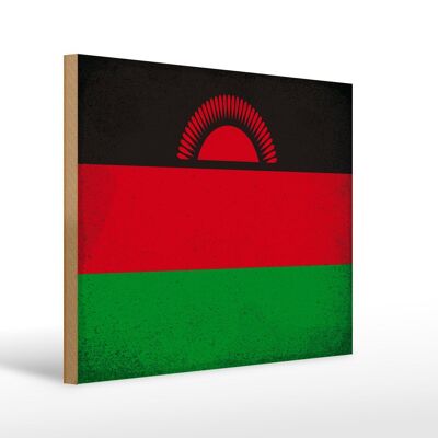 Cartello in legno bandiera Malawi 40x30 cm Bandiera del Malawi cartello decorativo vintage