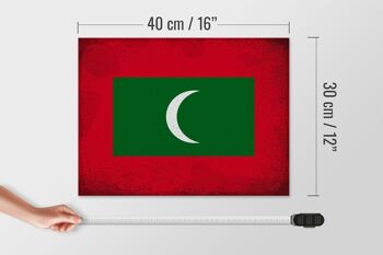 Panneau en bois drapeau Maldives 40x30cm Drapeau Maldives panneau vintage 4