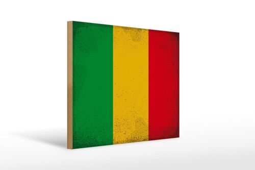 Holzschild Flagge Mali 40x30cm Flag of Mali Vintage Deko Schild