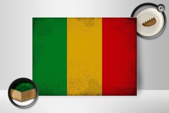 Panneau en bois drapeau Mali 40x30cm Drapeau du Mali panneau décoratif vintage 2