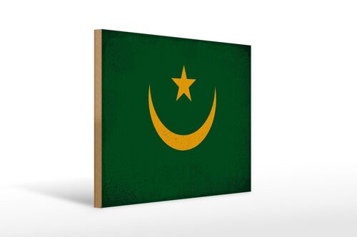 Holzschild Flagge Mauretanien 40x30cm Mauritania Vintage Schild
