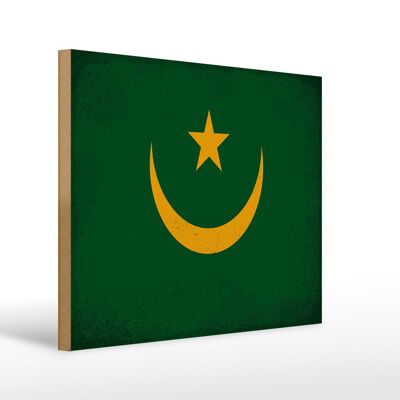 Holzschild Flagge Mauretanien 40x30cm Mauritania Vintage Schild