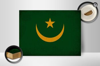 Panneau en bois drapeau Mauritanie 40x30cm Panneau vintage Mauritanie 2