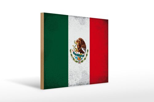 Holzschild Flagge Mexiko 40x30cm Flag of Mexico Vintage Schild