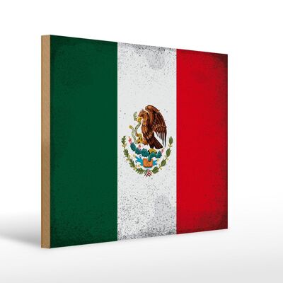 Letrero de madera bandera México 40x30cm Bandera de México letrero vintage