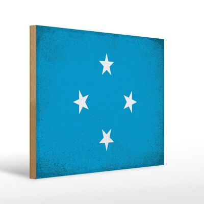 Bandiera in legno Micronesia 40x30 cm Insegna vintage Micronesia