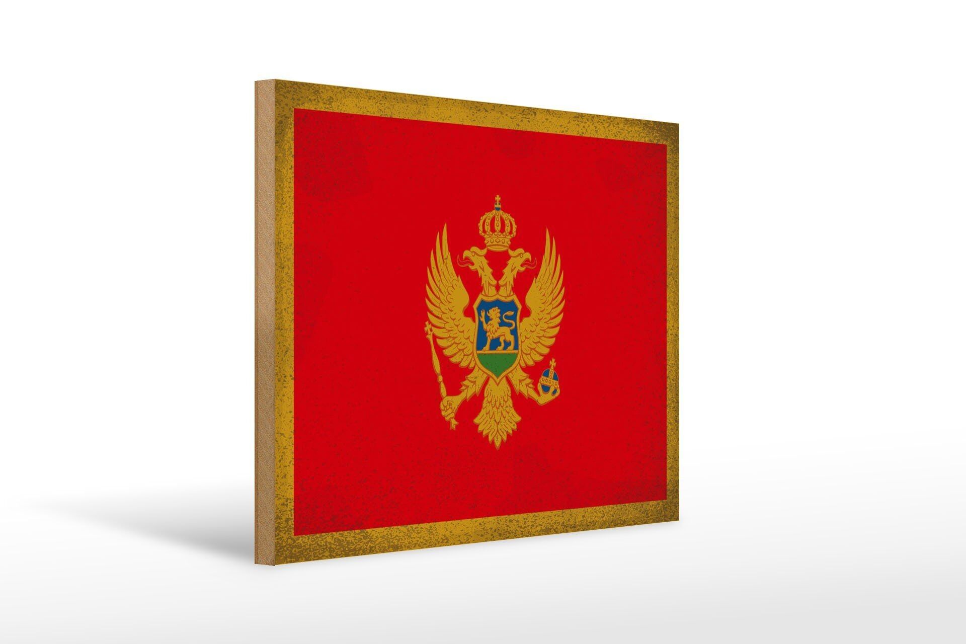 Cartello in legno bandiera Montenegro 40x30 cm bandiera cartello decorativo in legno vintage