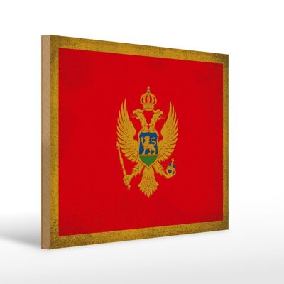 Holzschild Flagge Montenegro 40x30cm Flag Vintage Holz Deko Schild