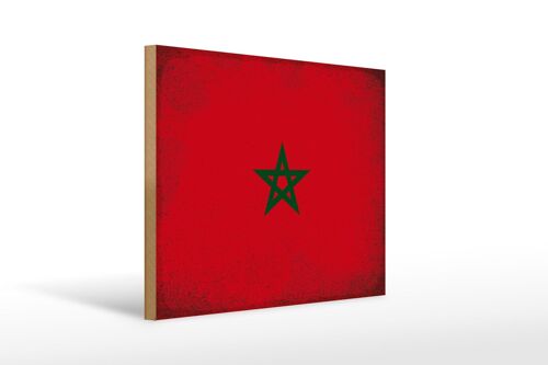 Holzschild Flagge Marokko 40x30cm Flag of Morocco Vintage Schild