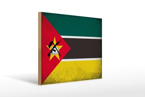 Holzschild Flagge Mosambik 40x30cm Flag Mozambique Vintage Schild