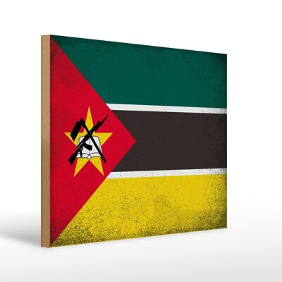 Letrero de madera bandera Mozambique 40x30cm Bandera Mozambique cartel vintage
