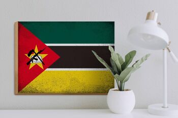 Panneau en bois drapeau Mozambique 40x30cm Drapeau Mozambique signe vintage 3