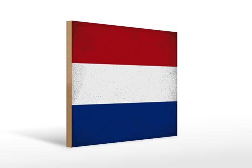 Holzschild Flagge Niederlande 40x30cm Netherlands Vintage Schild