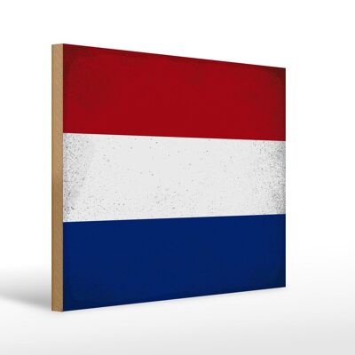 Letrero de madera bandera Países Bajos 40x30cm Cartel vintage de Países Bajos