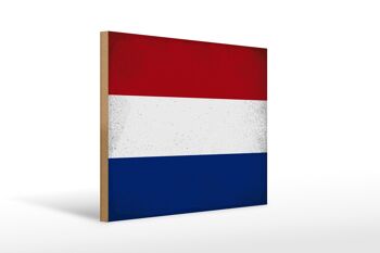 Panneau en bois drapeau Pays-Bas 40x30cm Panneau vintage Pays-Bas 1