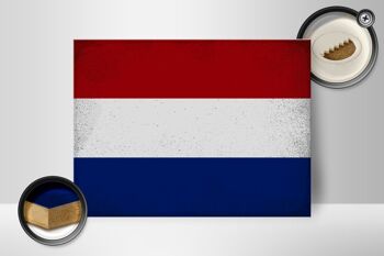 Panneau en bois drapeau Pays-Bas 40x30cm Panneau vintage Pays-Bas 2