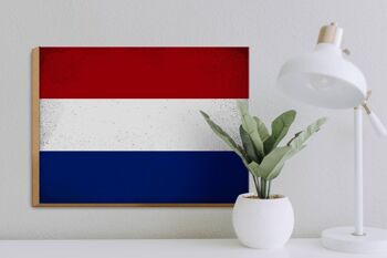 Panneau en bois drapeau Pays-Bas 40x30cm Panneau vintage Pays-Bas 3