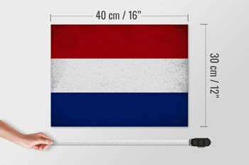 Panneau en bois drapeau Pays-Bas 40x30cm Panneau vintage Pays-Bas 4