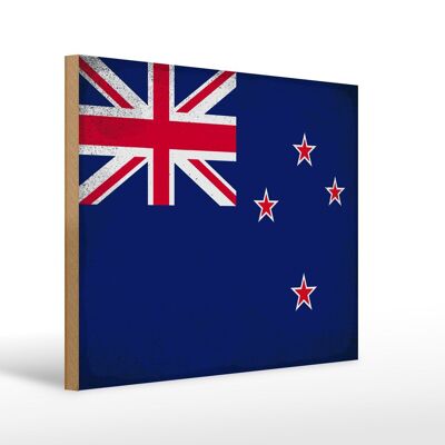 Cartello in legno bandiera Nuova Zelanda 40x30 cm Cartello vintage della Nuova Zelanda