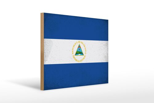Holzschild Flagge Nicaragua 40x30cm Flag Nicaragua Vintage Schild