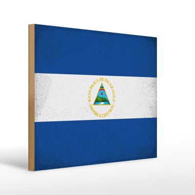 Letrero de madera bandera Nicaragua 40x30cm Bandera Nicaragua cartel vintage