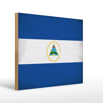 Holzschild Flagge Nicaragua 40x30cm Flag Nicaragua Vintage Schild