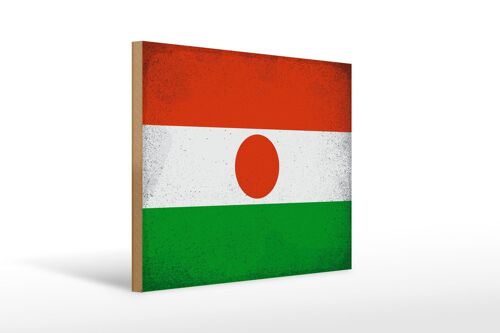 Holzschild Flagge Niger 40x30cm Flag of Niger Vintage Deko Schild