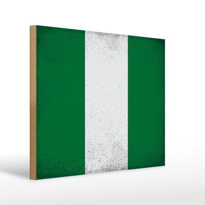 Letrero de madera bandera Nigeria 40x30cm Bandera de Nigeria cartel vintage