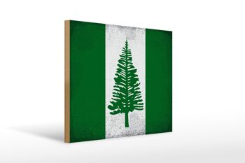 Panneau en bois drapeau de l'île Norfolk 40x30cm, panneau décoratif vintage en bois 1
