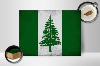Panneau en bois drapeau de l'île Norfolk 40x30cm, panneau décoratif vintage en bois 2