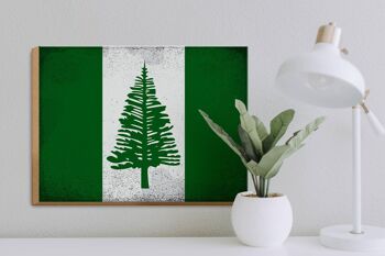 Panneau en bois drapeau de l'île Norfolk 40x30cm, panneau décoratif vintage en bois 3