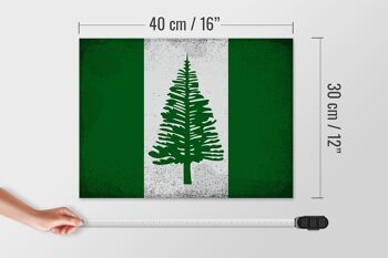 Panneau en bois drapeau de l'île Norfolk 40x30cm, panneau décoratif vintage en bois 4