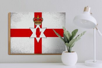 Panneau en bois drapeau Irlande du Nord 40x30cm drapeau panneau décoratif en bois vintage 3