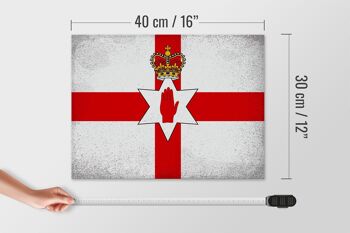 Panneau en bois drapeau Irlande du Nord 40x30cm drapeau panneau décoratif en bois vintage 4