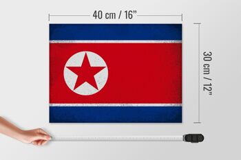 Panneau en bois drapeau Corée du Nord 40x30cm Panneau décoratif vintage Corée du Nord 4