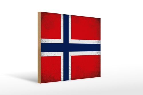 Holzschild Flagge Norwegen 40x30cm Flag Norway VintageDeko Schild