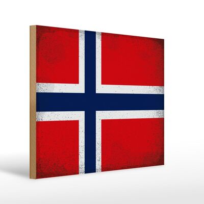 Letrero de madera bandera Noruega 40x30cm Bandera Noruega cartel decorativo vintage