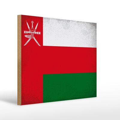 Cartello in legno bandiera Oman 40x30 cm Bandiera dell'Oman, insegna decorativa vintage