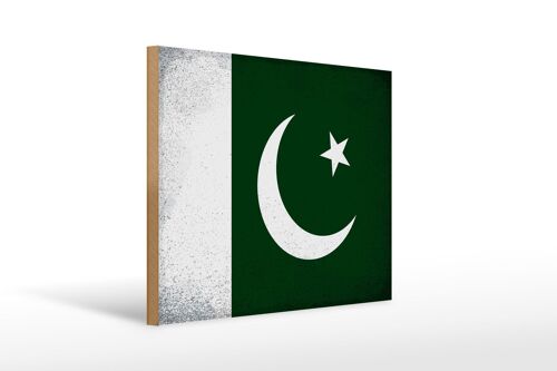 Holzschild Flagge Pakistan 40x30cm Flag Pakistan Vintage Schild