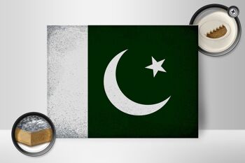 Panneau en bois drapeau Pakistan 40x30cm Drapeau Pakistan signe vintage 2