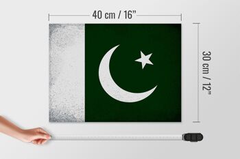 Panneau en bois drapeau Pakistan 40x30cm Drapeau Pakistan signe vintage 4