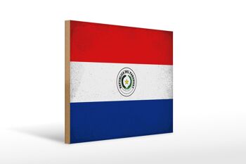 Panneau en bois drapeau Paraguay 40x30cm Drapeau Paraguay signe vintage 1