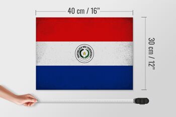 Panneau en bois drapeau Paraguay 40x30cm Drapeau Paraguay signe vintage 4
