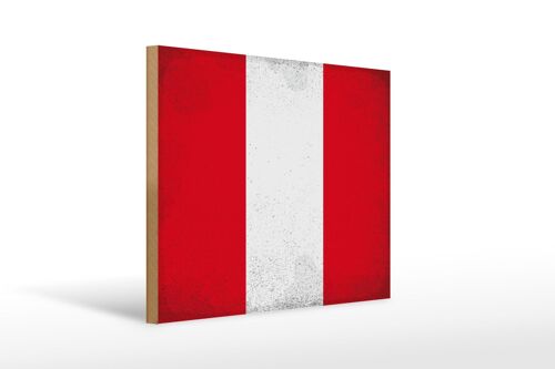 Holzschild Flagge Peru 40x30cm Flag of Peru Vintage Deko Schild