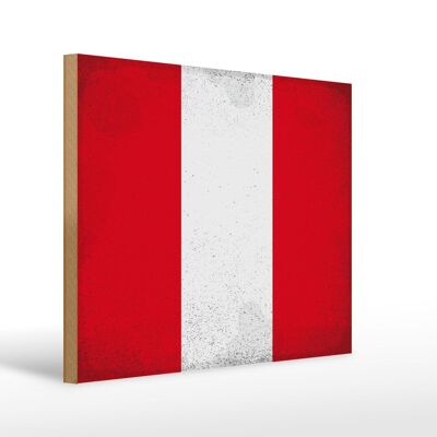 Holzschild Flagge Peru 40x30cm Flag of Peru Vintage Deko Schild